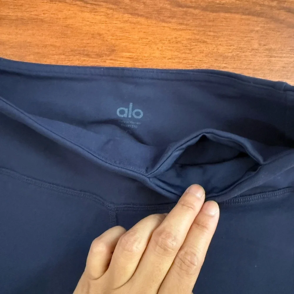 Alo Yoga Moto Leggings Women's Size XS Navy Blue High Waisted Full Length